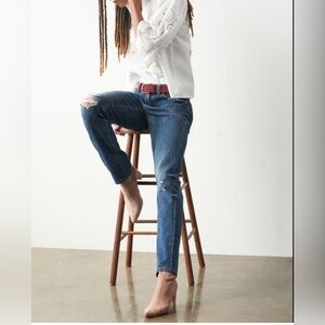 Anthropologie Pilcro Slim Boyfriend Crop Jeans Blue Distressed Denim Cropped 26